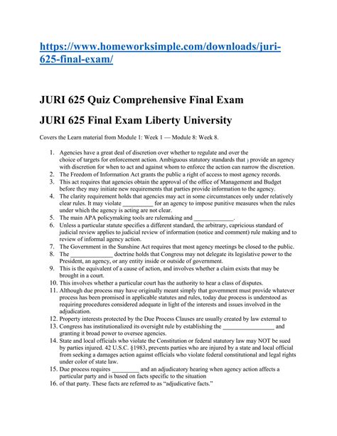 JURI 625 Final Exam Liberty University.docx
