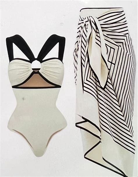 Lovette black and white three piece swimsuit – CLOSET HUES