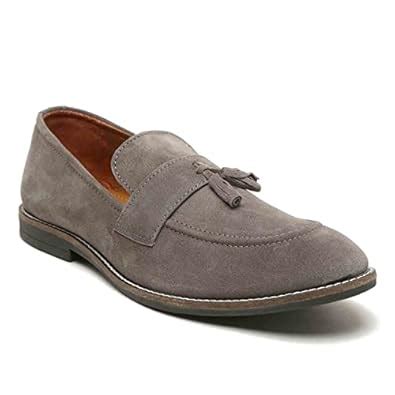 Buy LOUIS STITCH Men's Ash Grey Italian Suede Leather Loafer with ...