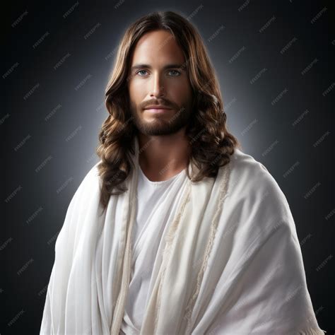 Premium Photo | Jesus with long hair wearing a white robe