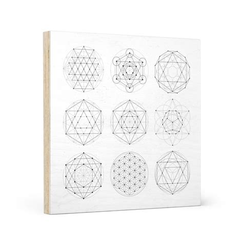 Flower of Life Symbols Wooden Canvas Art, Sacred Geometry Wall Decor ...