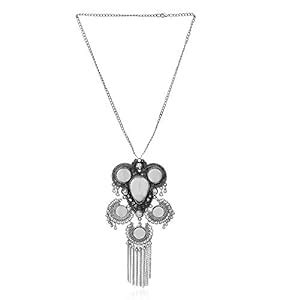 Buy Pimi Trends German Silver Oxidised Silver-Plated Mirror Floral ...