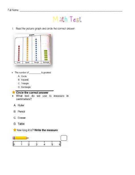 Image result for Math Test Pages