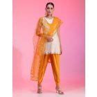 Lavender Embroidered Cotton Silk Kurta with Pants- Set of 2