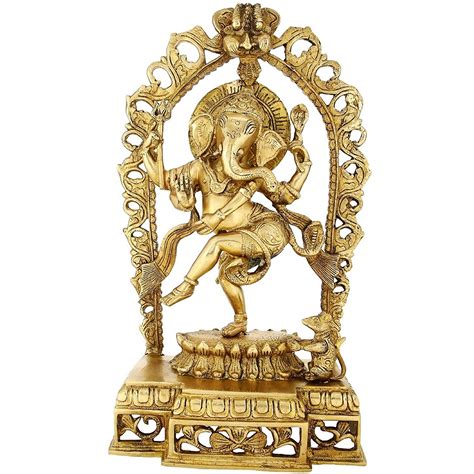 Shalinindia Indian Gifts from India Dancing Ganesha Large Brass ...