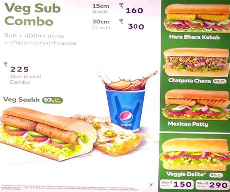 Menu at SUBWAY, Bengaluru, 325/5 JNR Rd
