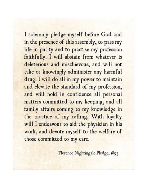 Florence Nightingale Pledge Quote, Nurse Gift Idea, Literary Quote Art ...