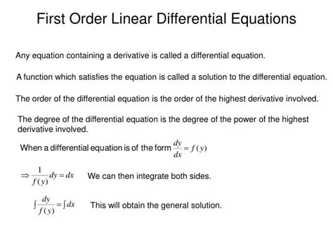 Image result for First Order Linear DE Examples