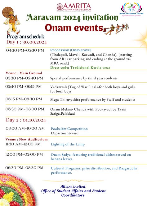 Aaravam 2024 invitation onam events | Intranet Amrita Vishwa ...