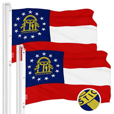 G128 2 Pack: Georgia GA State Flag | 5x8 Ft | ToughWeave Series ...