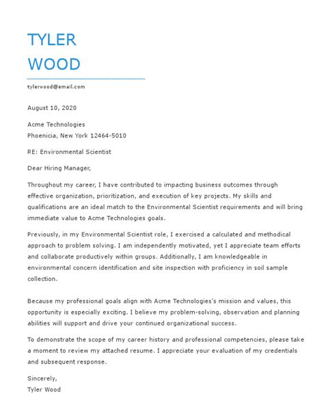 Environmental Science Cover Letter Examples 的图像结果