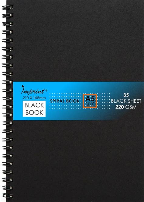 IMPRINT Spiral Bound Black Scrapbook A5 (Approximate) Size, Vertical ...