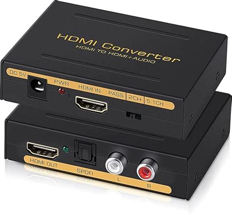 XIKKART HDMI to HDMI Audio Extractor, 4K HDMI and Audio (RCA Stereo or ...