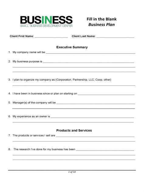 Business Plan Template Free Word Document 的图像结果