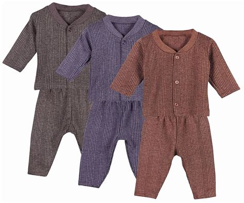 Buy Tiny Tooth Cotton Blend Front Open Thermal Pajama Set (Top & Bottom ...