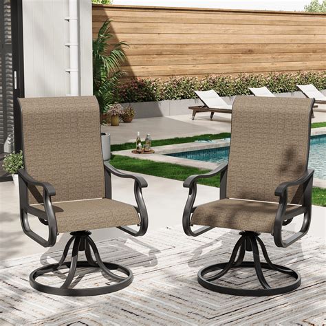 Poteban Patio Dining Swivel Chairs Set of 2，All-Weather Textilene Patio ...