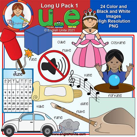 Clip Art - Long U Vowel Pack 1 (u-e) | Made By Teachers