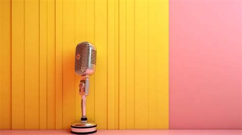 Vibrant 3d Rendering Of Pink Microphone In A Yellow Room Background ...