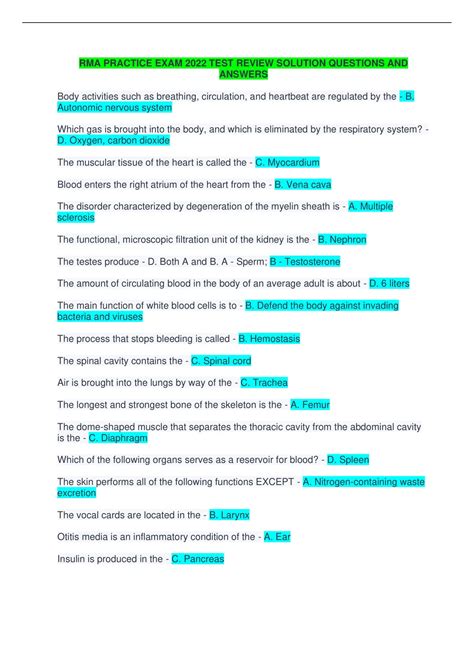 RMA PRACTICE EXAM 2022 TEST REVIEW SOLUTION QUESTIONS AND ANSWERS - RMA ...