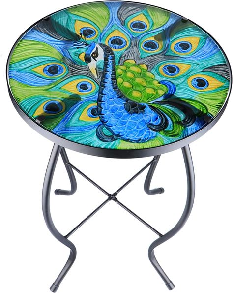 Buy Patio Side Table Plant Stands Outdoor Accent Table Small Mosaic ...