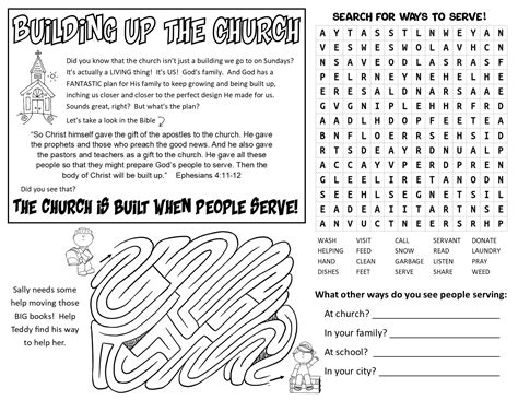 Free Printable Church Activity Sheets