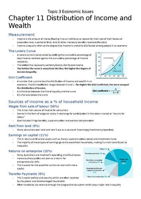 Chapter 11 Distribution of Income and Wealth Topic 3 Economics Notes 2021 - Studocu - distribution of income in economics