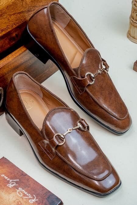 Buy Brown Buckle Detail Loafers For Men by NR BY NIDHI RATHI Online at ...