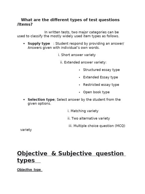 Image result for Different Types of Test Questions