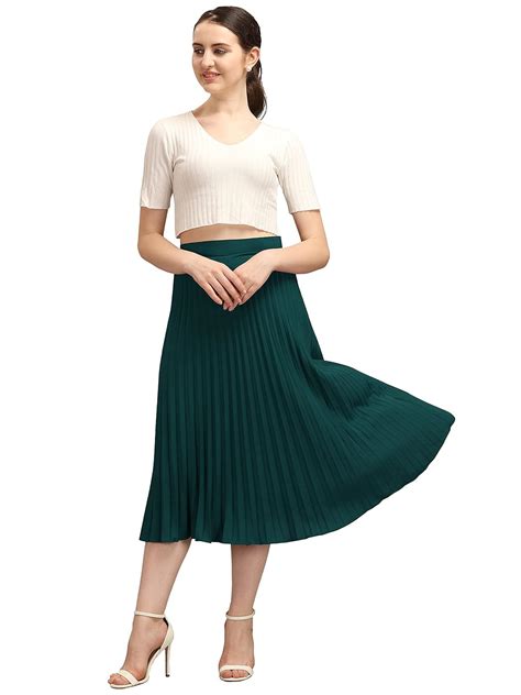 Buy OTABU Women's/Girl's Midi Skirt (in, Alpha, Free Size, Green) at ...
