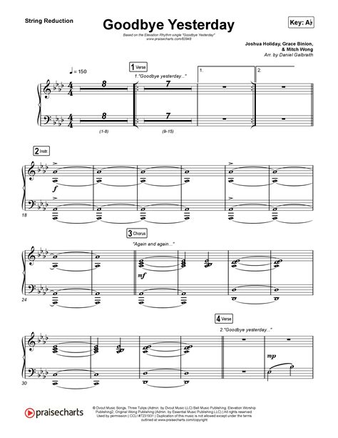 Goodbye Yesterday (Live) String Reduction Sheet Music PDF (ELEVATION ...