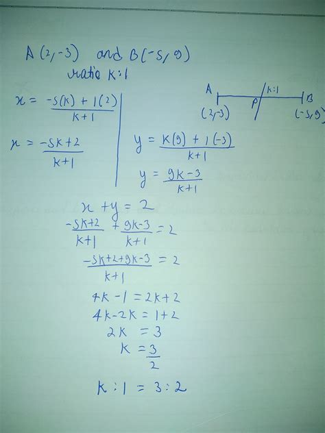 A point P divides the line segment joining the points A (2, - 3) and B ...