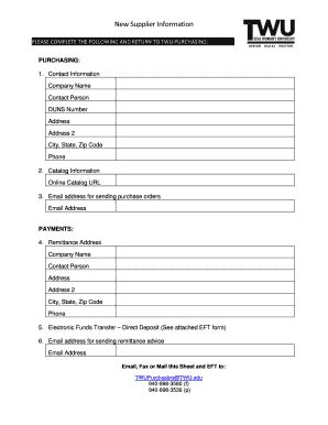 New Supplier Form - Fill and Sign Printable Template Online