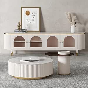 NG Decor, Elegant White TV Stand TV Console with Drawers for TVs Up to ...