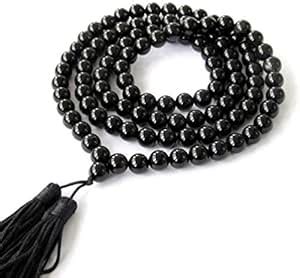 MITHILA HANDICRAFTS Original Black Agate Hakik Ki Mala 108 Beads (6mm ...