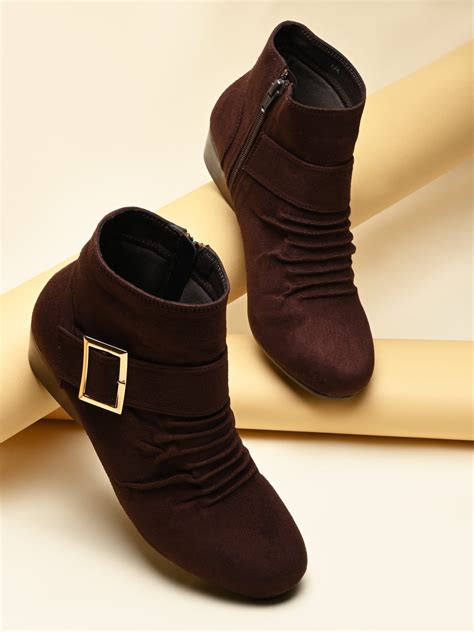 Shop Rocia By Regal Brown Women Suede Ankle Length Boots Online