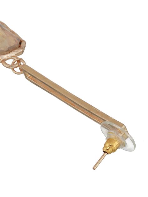 Studded Geometric Gold-Plated Long Drop Earrings – Priyaasi