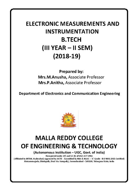 EIM B.Tech II Year Sem - Electronic Measurements & Instrumentation ...