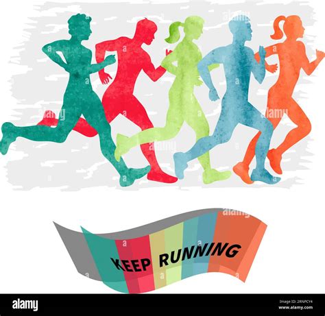 Watercolor running people. Set of running silhouettes. Sport vector illustration Stock Vector ...