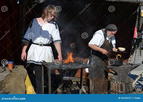 Historic Blacksmith at a Middle Ages Market Editorial Photo - Image of ...