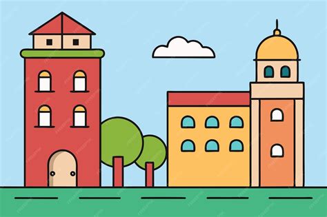 Cartoon Building Background Drawing 的图像结果