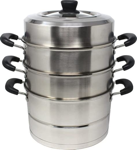 Shoppers Hub PNQ 3 Tier Stainless Steel Induction & Gas Compatible Non ...