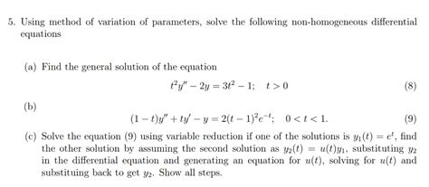 Image result for Homogeneous Solution to Variation of Parameters