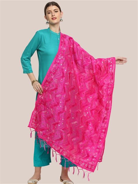 Embellished & Embroidered Chanderi Dupatta – Dupatta Bazaar