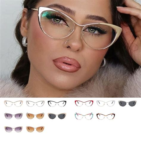 Cat Eye Eyeglasses Frame Polarized UV 400 Sunglasses Blue Light ...