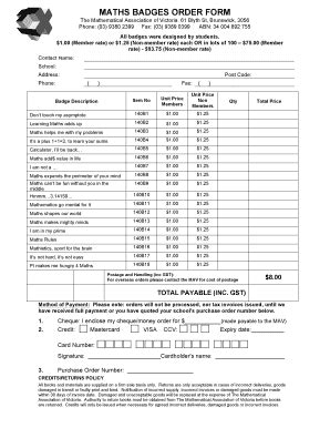 Fillable Online MATHS BADGES ORDER FORM - Mathematical Association of ...
