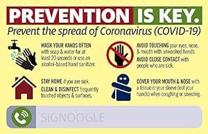 SIGNOOGLE Prevention Key Corona Virus Symptoms Educational Medical ...