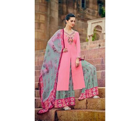 Buy Pink color cotton palazzo salwar kameez in UK, USA and Canada