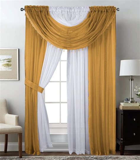 Buy LinenTopia All in One Sheer Solid Curtain Panels Set with 4 ...