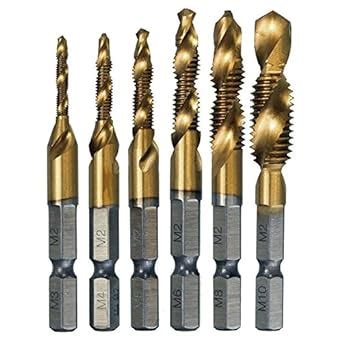 Generic 6Pcs HSS 6542 Titanium Coated M3-M10 Combination Hex Drill Bits ...