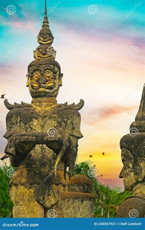 Scary Mythological Hindu Mystic Creature Stone Sculpture and Buddha ...